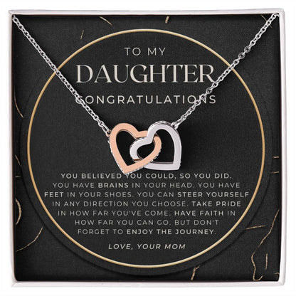 Daughter Graduation Gift Necklace For Her College Graduation Gift For Her High School Senior Graduation Class Of Interlocking Hearts Necklace
