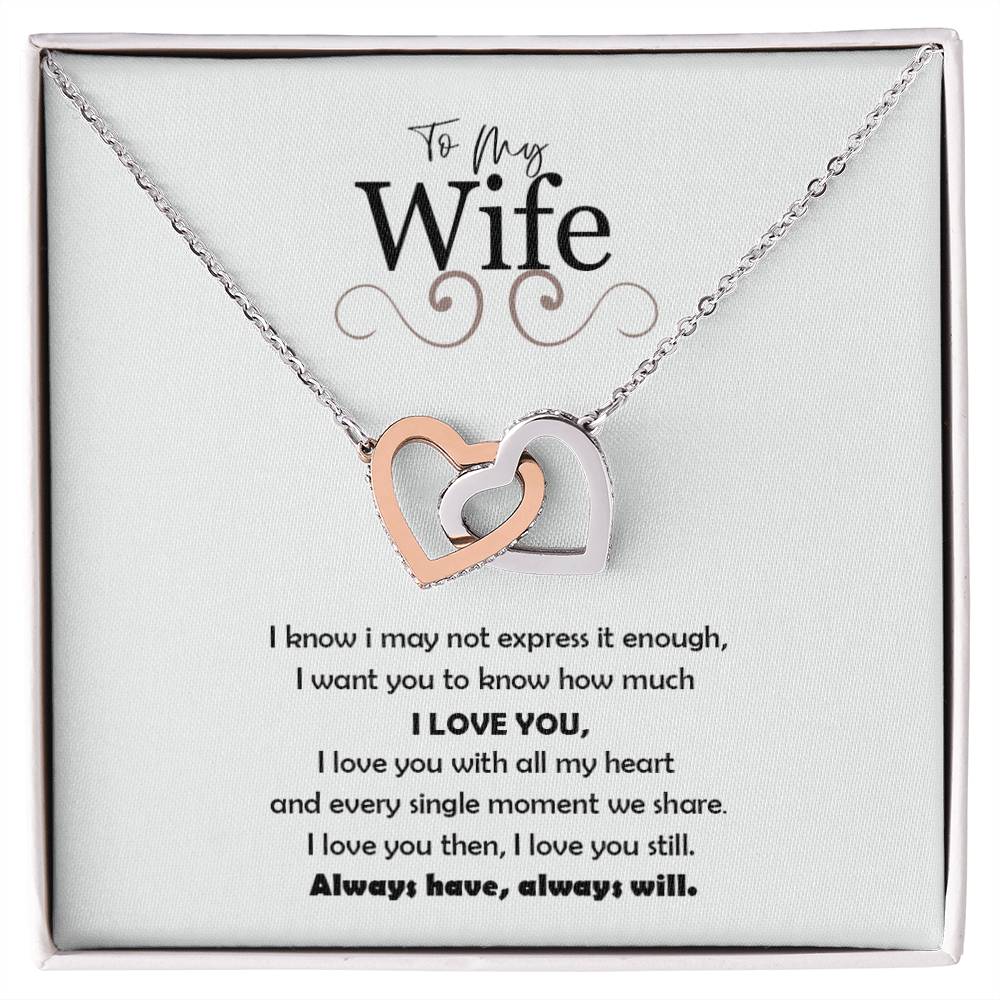 To My Wife-Love You Always Interlocking Hearts Necklace