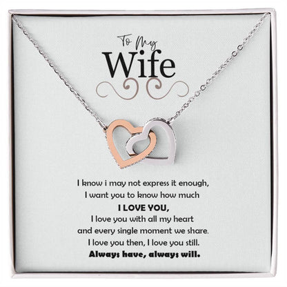 To My Wife-Love You Always Interlocking Hearts Necklace
