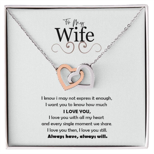 To My Wife-Love You Always Interlocking Hearts Necklace
