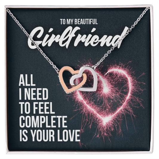 Two Hearts Necklace - Gorgeous Gift For Girlfriend Interlocking Hearts Necklace