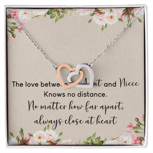 Aunt And Niece Interlocking Hearts Necklace Message Card