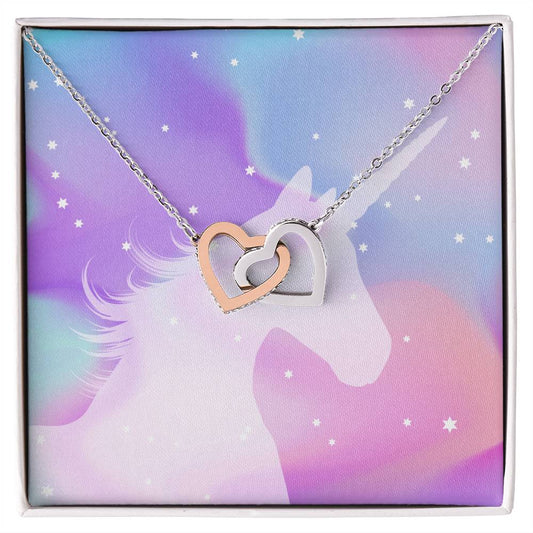 Unicorn Lovers Interlocking Hearts Necklace