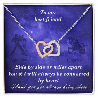 Aquarius To Capricorn Best Friend Interlocked Hearts Necklace Interlocking Hearts Necklace
