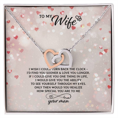To My Wife Necklace Interlocking Hearts Necklace