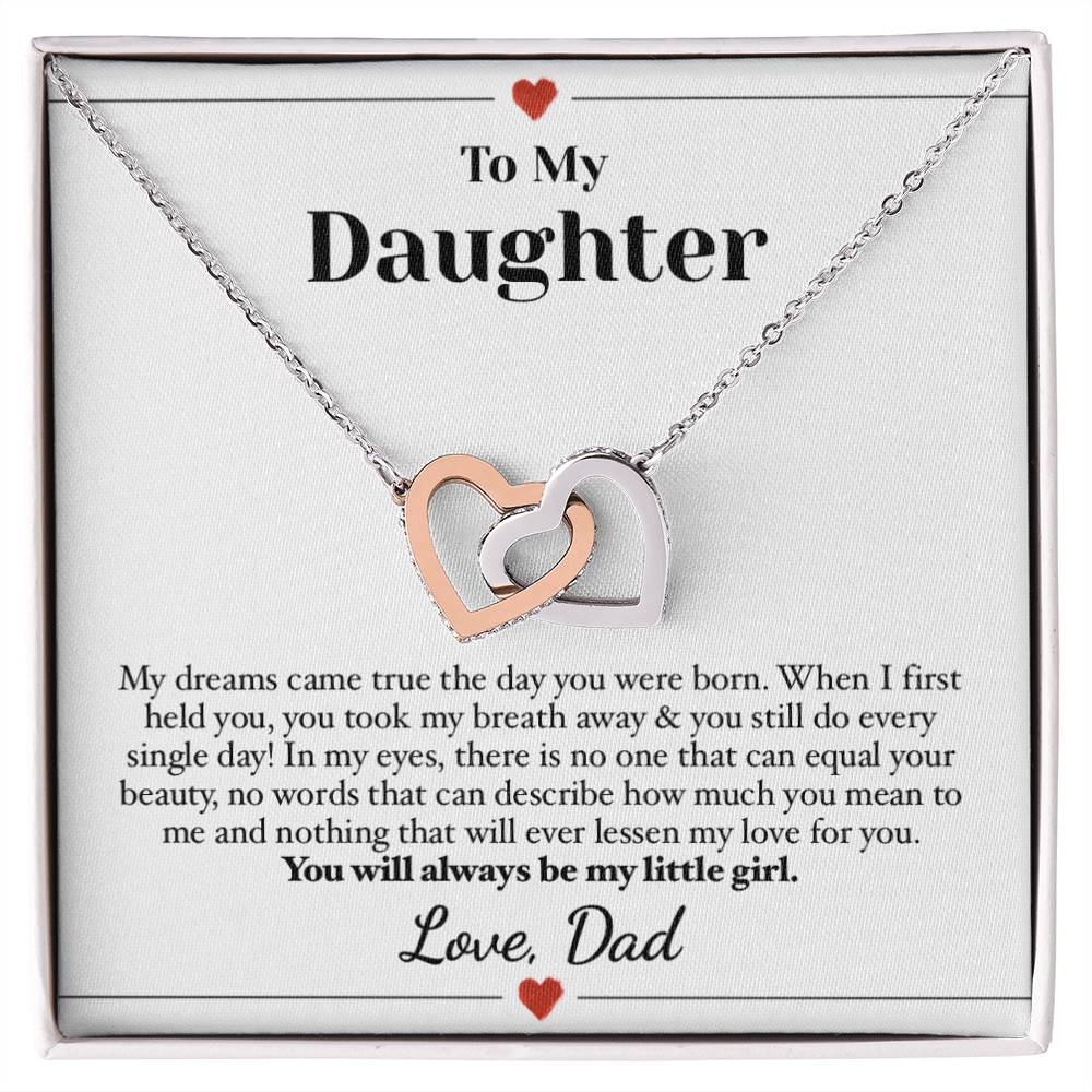 Dream Come True Daughter Love Necklace Interlocking Hearts Necklace