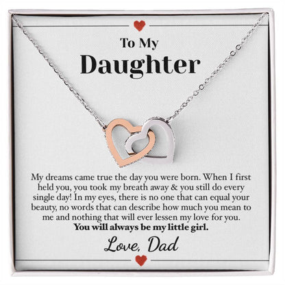Dream Come True Daughter Love Necklace Interlocking Hearts Necklace