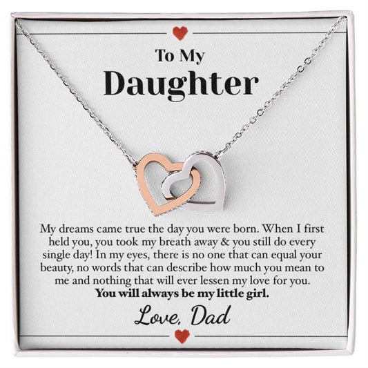 Dream Come True Daughter Love Necklace Interlocking Hearts Necklace