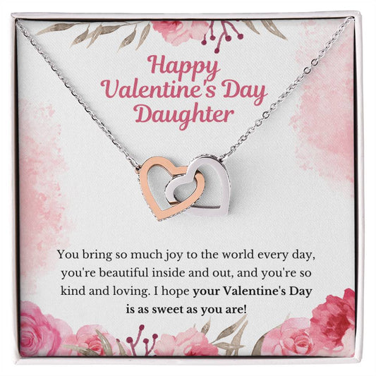 Valentine'S Gift For Daughter- Hope Your Valentine'S Day Is As Sweet As You Are Interlocking Hearts Necklace