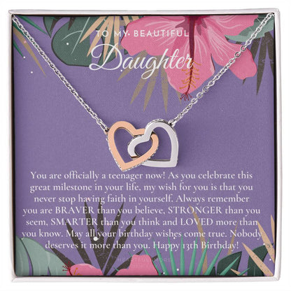 Gift For 13 Year Old Girl Gifts 13Th Birthday Girl 13Th Birthday Gift Thirteenth Birthday Necklace Teen Birthday Gift Official Teenager Interlocking Hearts Necklace