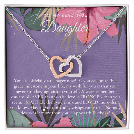 Gift For 13 Year Old Girl Gifts 13Th Birthday Girl 13Th Birthday Gift Thirteenth Birthday Necklace Teen Birthday Gift Official Teenager Interlocking Hearts Necklace