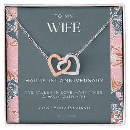 1 Year Anniversary Gift For Wife 1 Year Anniversary Gifts 1 Year Wedding Anniversary Gift Ideas 1St Wedding Anniversary Gift For Her Interlocking Hearts Necklace