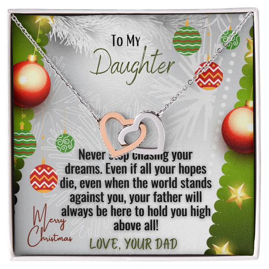 Christmas Necklace From Dad To Daughter Interlocking Hearts Necklace