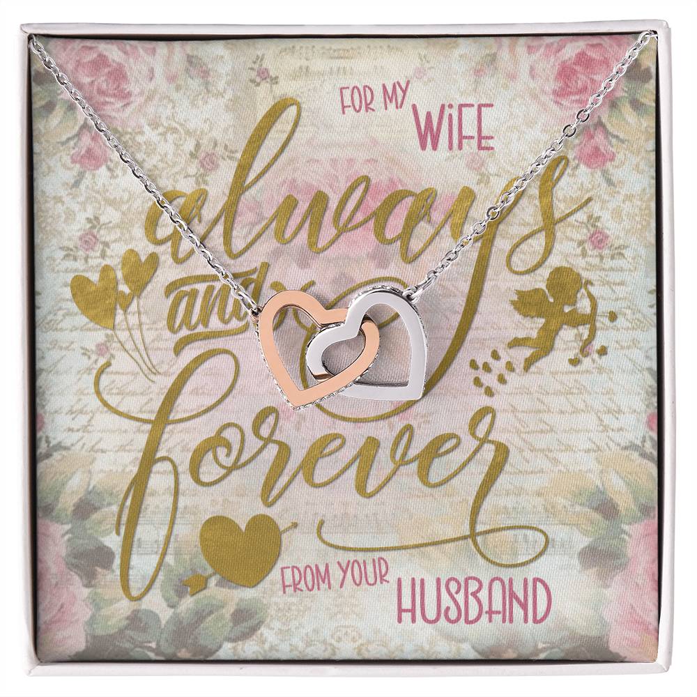 Always & Forever For My Wife Interlocking Hearts Necklace
