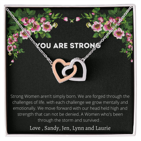 You Are Strong Interlocking Hearts Necklace