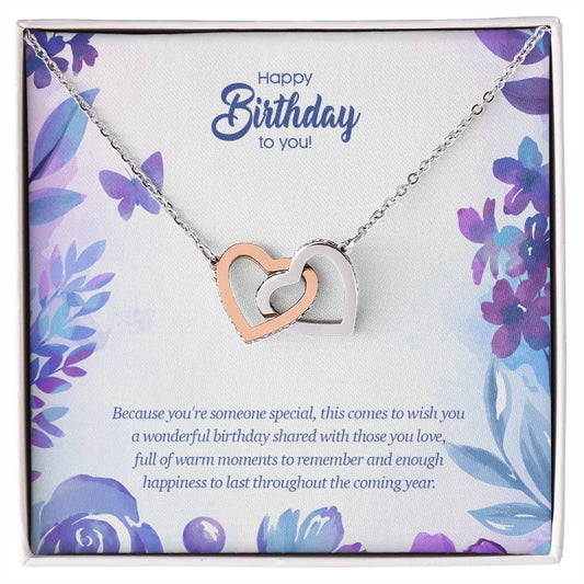 Birthday Edition Wonderful Birthday With Full Of Love! - Interlocking Hearts Necklace