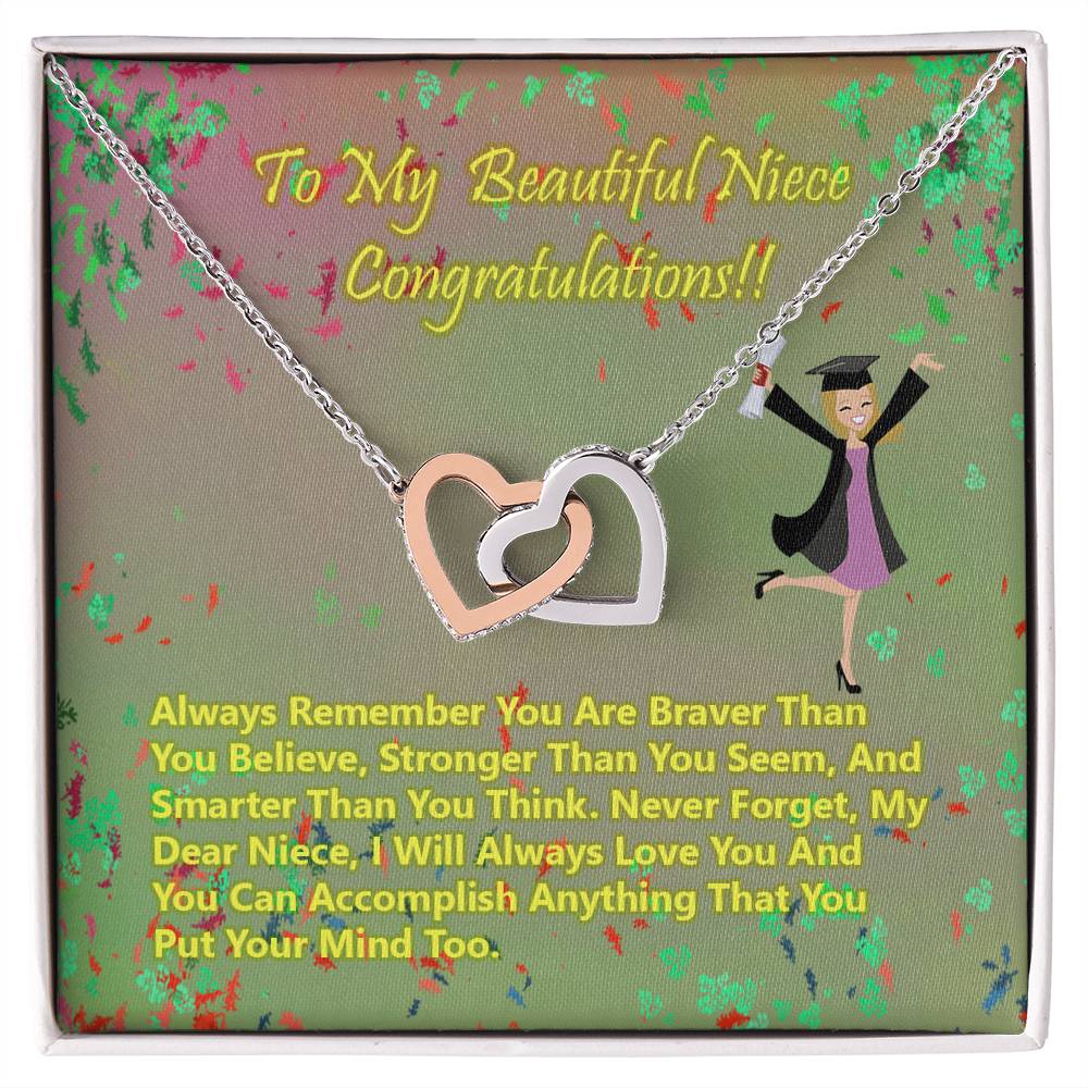 College Graduation Gift Heart Necklace Class Of 2021 Graduation Gift For Her 2021 Graduation Gift For Niece Graduation Gift Card Interlocking Hearts Necklace