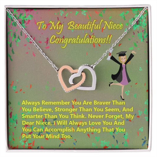 College Graduation Gift Heart Necklace Class Of 2021 Graduation Gift For Her 2021 Graduation Gift For Niece Graduation Gift Card Interlocking Hearts Necklace