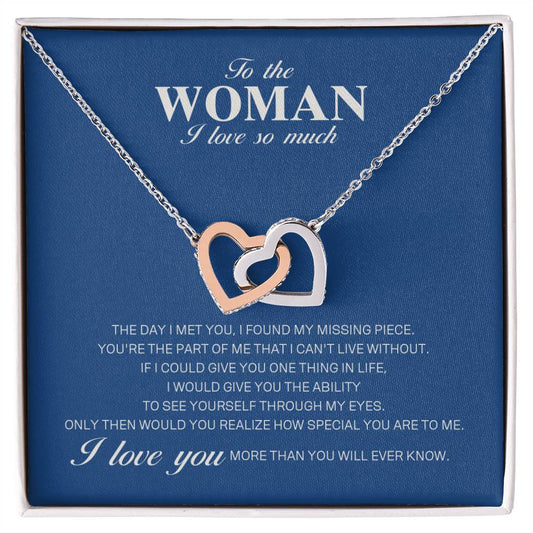 To The Woman I Love So Much - Interlocking Heart Necklace Interlocking Hearts Necklace