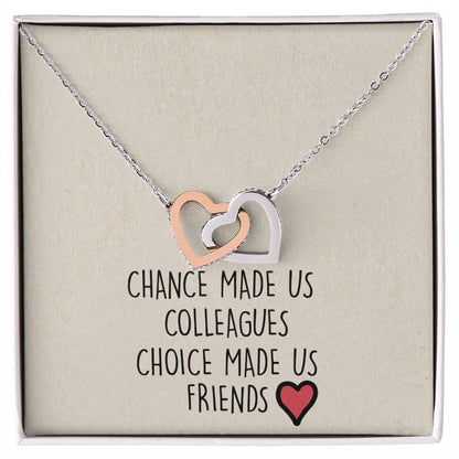 Chance Made Us Colleagues Interlocking Heart Necklace Best Friend Gift Bff Gift Interlocking Hearts Necklace