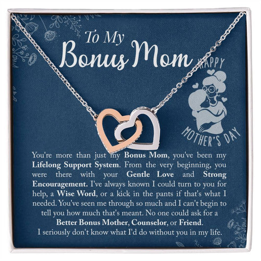 Bonus Mom - You'Ve Been My Lifelong Support System Interlocking Hearts Necklace