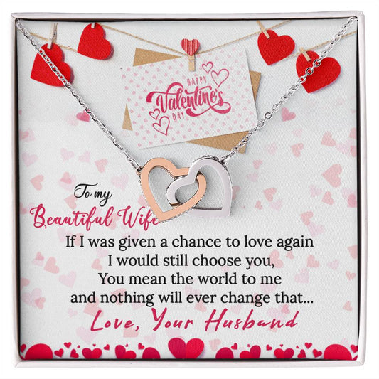 Wife Valentine Interlocking Hearts Necklace