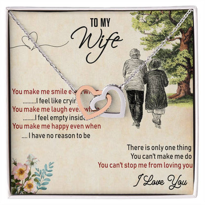 To My Wife Interlocking Hearts Necklace Message Card