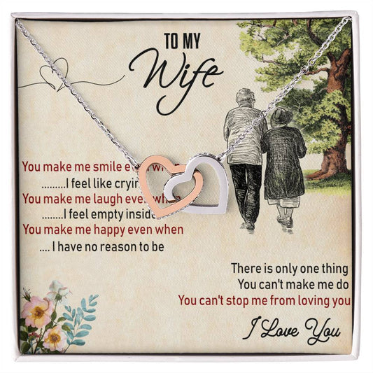 To My Wife Interlocking Hearts Necklace Message Card