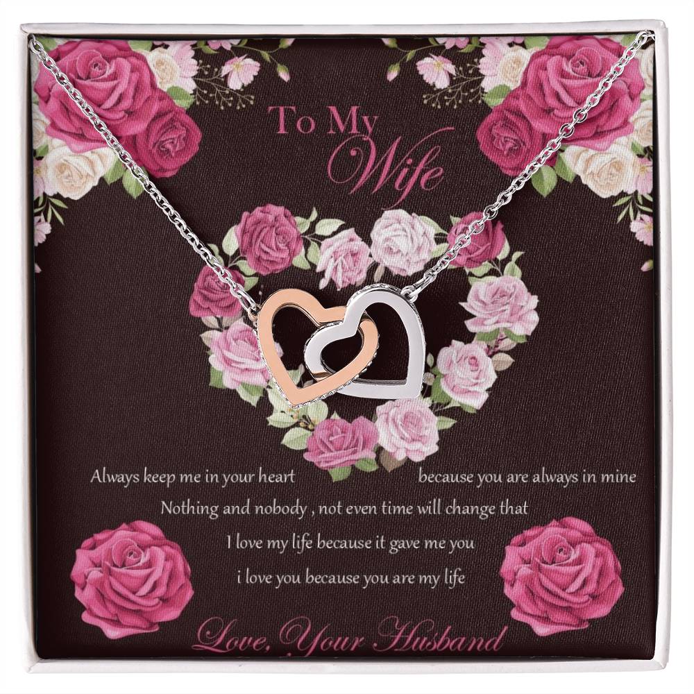 To My Wife Necklace Gift Set Interlocking Hearts Necklace