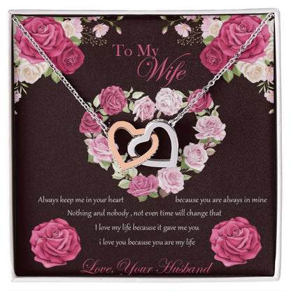 To My Wife Necklace Gift Set Interlocking Hearts Necklace
