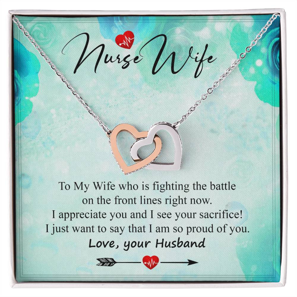 A Special Gift For Nurse Wife - Who Is Fighting On The Front Lines. Interlocking Hearts Necklace