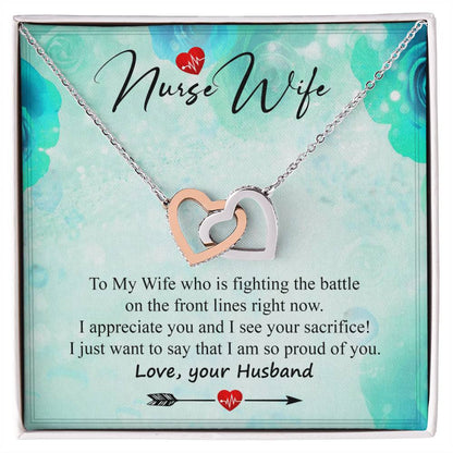 A Special Gift For Nurse Wife - Who Is Fighting On The Front Lines. Interlocking Hearts Necklace