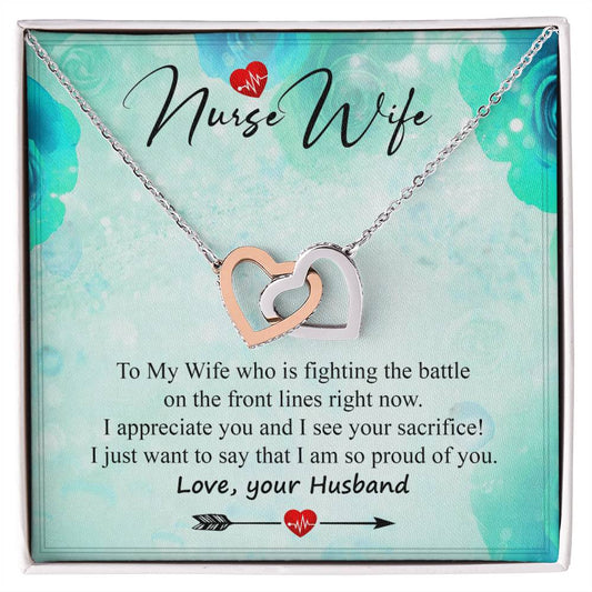 A Special Gift For Nurse Wife - Who Is Fighting On The Front Lines. Interlocking Hearts Necklace