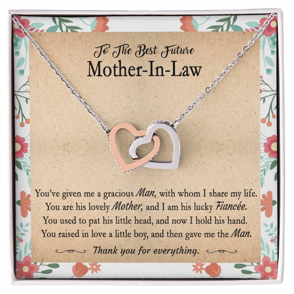 Gift For Future Mother-In-Law - You'Ve Given Me A Gracious Man 2 - Interlocking Interlocking Hearts Necklace