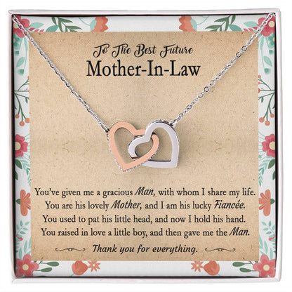 Gift For Future Mother-In-Law - You'Ve Given Me A Gracious Man 2 - Interlocking Interlocking Hearts Necklace