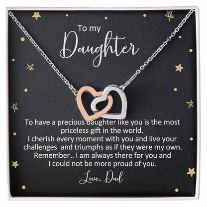 Dad To Daughter Necklace Interlocking Hearts Necklace