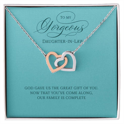 Daughter-In-Law Gift On Wedding Day Future Daughter In Law Wedding Gift For Bride From Mother Or Father In Law Interlocking Hearts Necklace