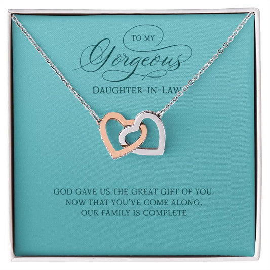 Daughter-In-Law Gift On Wedding Day Future Daughter In Law Wedding Gift For Bride From Mother Or Father In Law Interlocking Hearts Necklace