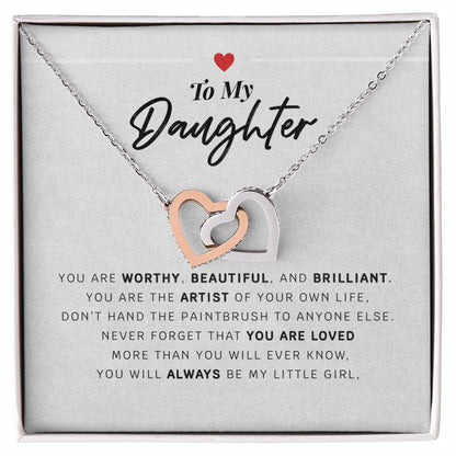 Daughter Necklace Gift Hearts From Mom Dad To Our Dear Daughter Present For Christmas Birthday Jewelry From Parents Interlocking Hearts Necklace