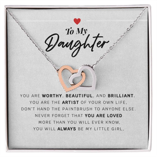 Daughter Necklace Gift Hearts From Mom Dad To Our Dear Daughter Present For Christmas Birthday Jewelry From Parents Interlocking Hearts Necklace