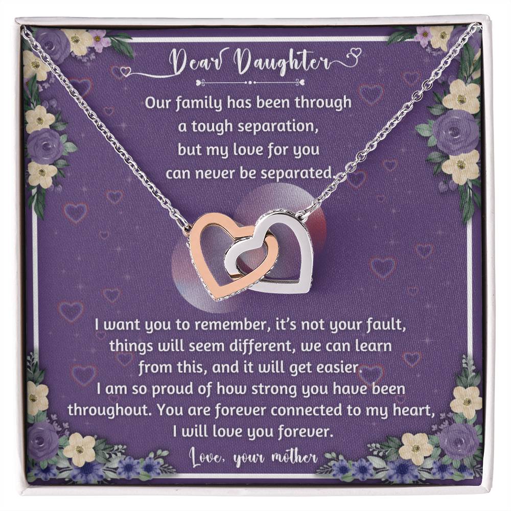 Forever Connected Hearts Necklace To My Daughter - A Never Separated Love - From Mother Interlocking Hearts Necklace