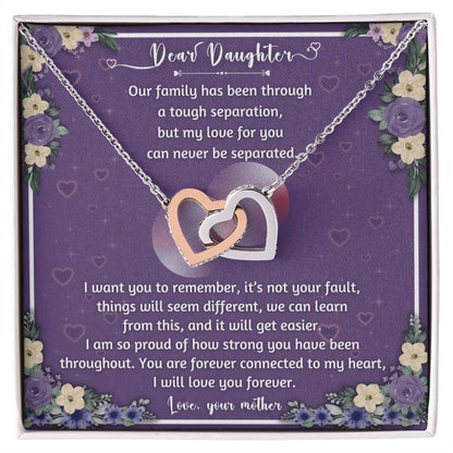 Forever Connected Hearts Necklace To My Daughter - A Never Separated Love - From Mother Interlocking Hearts Necklace