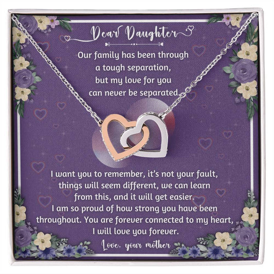 Forever Connected Hearts Necklace To My Daughter - A Never Separated Love - From Mother Interlocking Hearts Necklace