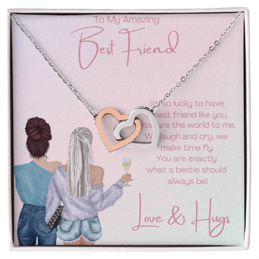 Amazing Best Friend - 2 Hearts Interlocking Hearts Necklace