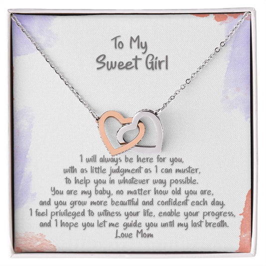 Daughter Sweet Girl You Are My Baby Hearts Locked Forever Necklace Interlocking Hearts Necklace
