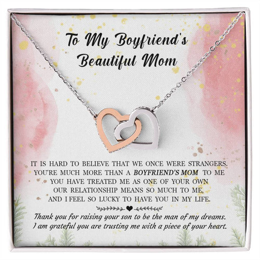 Gift For Boyfriend'S Mom - Hard To Believe That We Once Were Strangers - Interlocking Interlocking Hearts Necklace