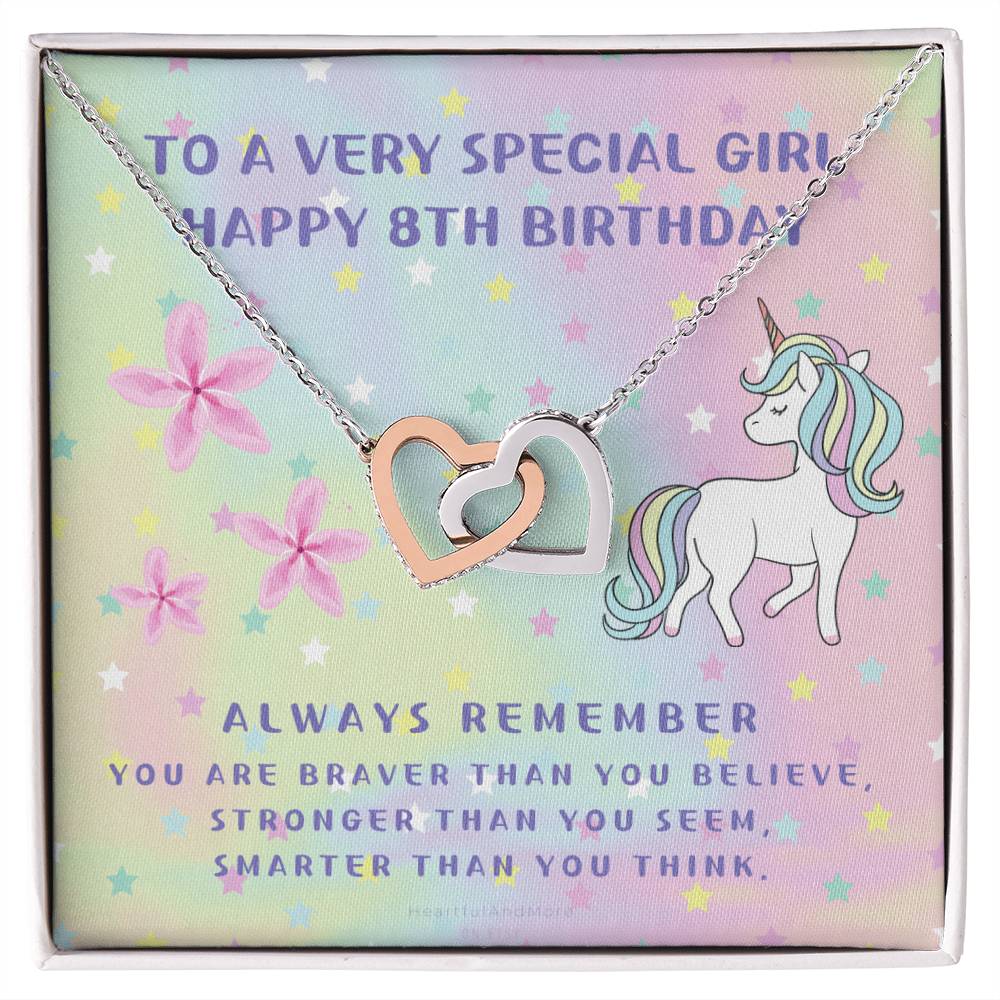 8Th Birthday Gift 8Th Birthday Necklace Gift Happy 8Th Birthday Gift Gift For 8 Year Birthday Girl Interlocking Hearts Necklace