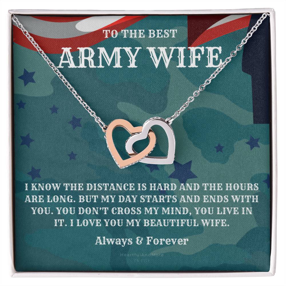 Army Wife Gift Military Gift Wife To The Best Army Wife In The World Army Jewelry Deployment Necklace Deployment Gift Gift For Army Wife Interlocking Hearts Necklace
