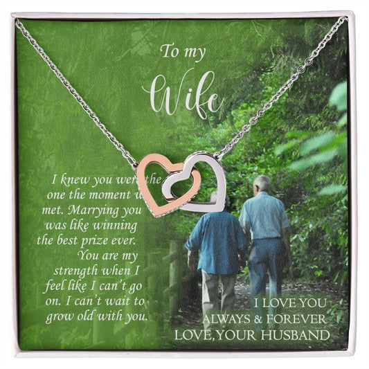 To My Wife Interlocking Hearts Necklace