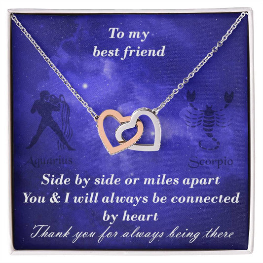 Aquarius To Scorpio Best Friend Interlocked Hearts Necklace Interlocking Hearts Necklace